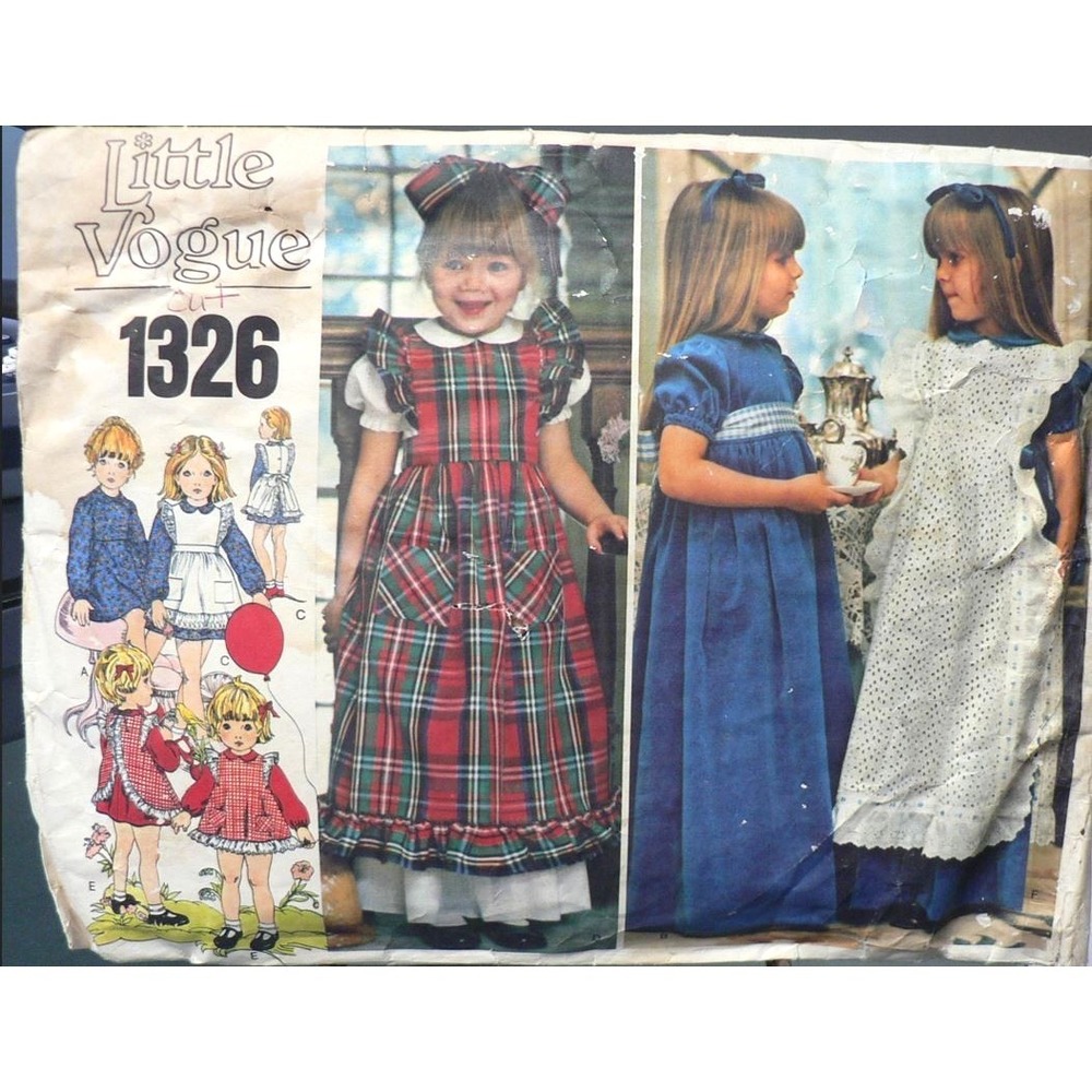 Vintage Little Vogue Sewing Pattern 1326 Children's Dress & Pinafores Size 6 Cut